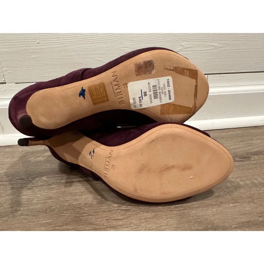 Alexandre Birman Burgundy Suede Bow Accent D'Orsay Pumps Size 38(8) Luxury Event